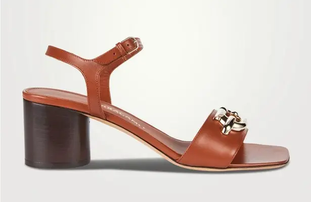 Salvatore Ferragamo Ferragamo Priscilla Gancini Leather Ankle Strap Sandals, NEW, Size 7.5