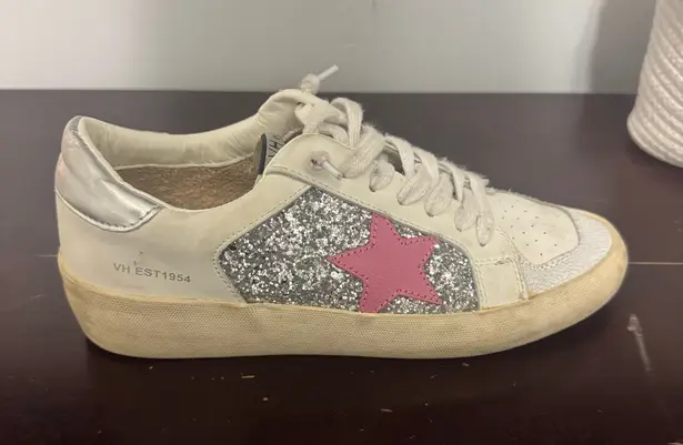 Vintage Havana  Low Top Sneakers Pink Star with Silver Glitter 