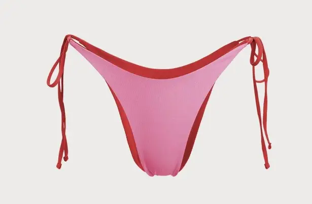Berlook Ribbed Tie Reversible Bikini Bottom ONLY 03 Red Size L