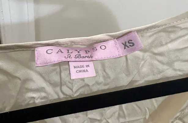 Calypso St. Barth Cream Silk Short Sleeve Dress Size XS