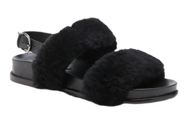 Alexandre Birman NIB Sport Shearling Sandal - Black - 39.5
