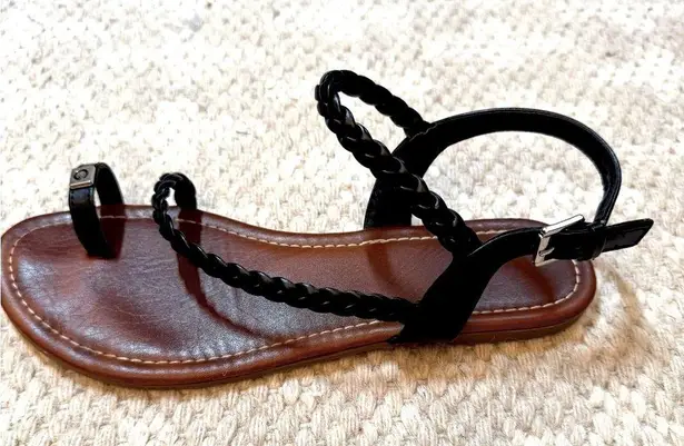 G by Guess Black and Brown Braided Sandals