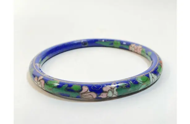 Vintage Blue Cloisonne Bangle Bracelet