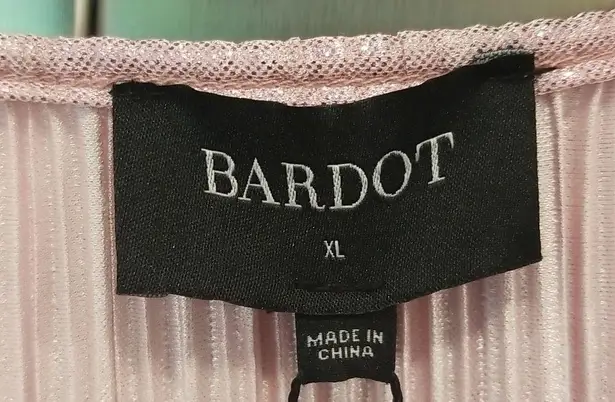 Bardot π Bellissa Long Sleeve Faux Wrap Dress Sorbet Pink Metallic Shine XL NWT