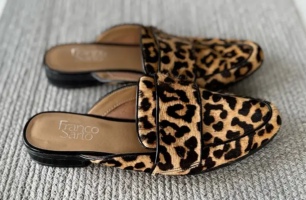 Franco Sarto  Leopard Print Genuine Calf Hair Leather Loafer Mules Slides Sz 7 - Image 1