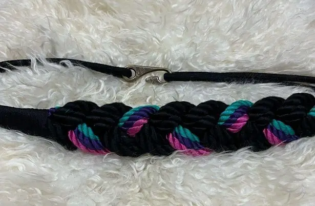Rad Vintage 80’s Black , Pink And Teal Woven Belt 32
