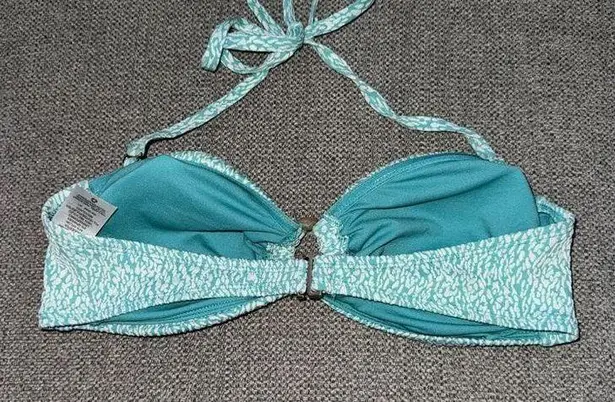 Time And Tru Pre-Owned MD  Teal and White Textured Bikini Top