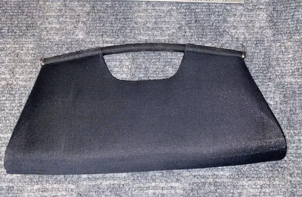 La Regale Black Fabric Evening Bag with Rope Strap Made in China 10 Inches