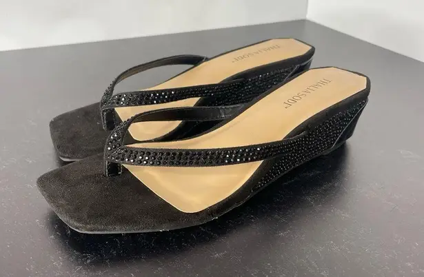 Thalia Sodi Women's Verra Wedge Sandals Black Sz 6