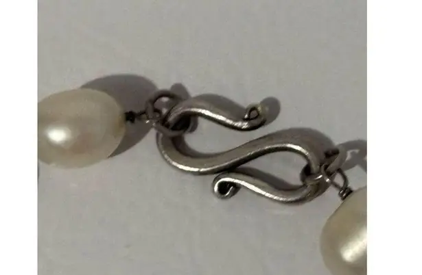 Fresh Water Pearl & Aqua Tear Drop Crystal Statement Necklace Glamorous Jewelry Silver