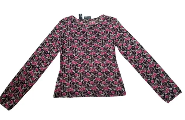 New York & Company Vintage 90s Sheer Witchy Dark Coquette Floral Babydoll Top Purple Size M