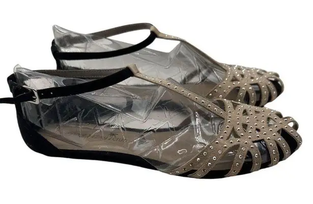 Montego Bay Club Montego Bay Size 6.5 Rhinestone Closed Toe Sandals Ankle Strap Black Heels