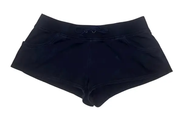 OP Y2K low rise black cotton micro mini shorts with elastic waistband - Image 1