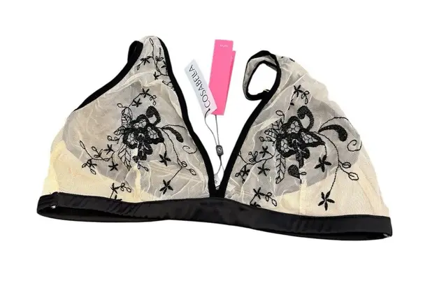 Cosabella Savona Triangle Bralette Mesh Embroidered Floral Size Small