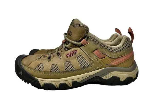 Keen  Women’s Targhee Leather Vent Hiking Outdoor Shoes Tan Coral Size 8