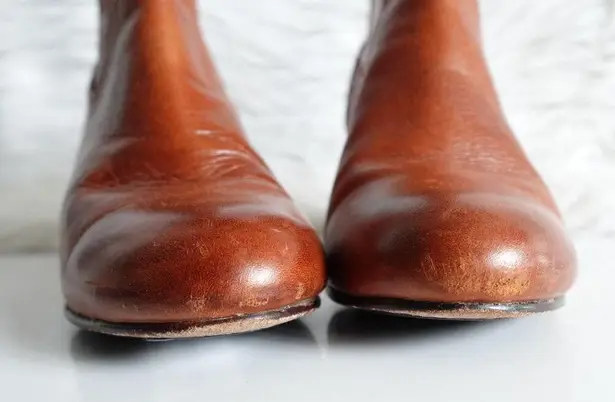 Frye  Stella Whiskey Brown Cognac Leather Zip Short Ankle Boots