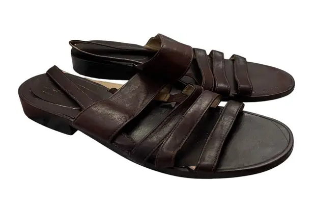 Laura Scott Vintage Y2K Strappy Slingback Sandals Low Heel Brown 9M