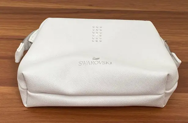 Swavorski SWAROVSKI White Faux Saffiano Leather Make-up Cosmetic Pouch