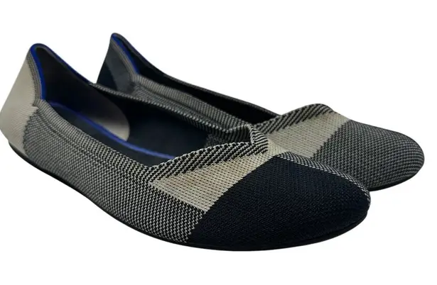 Rothy's The Flat Captoe Black White Plaid Check Retired Ballerina Size 10