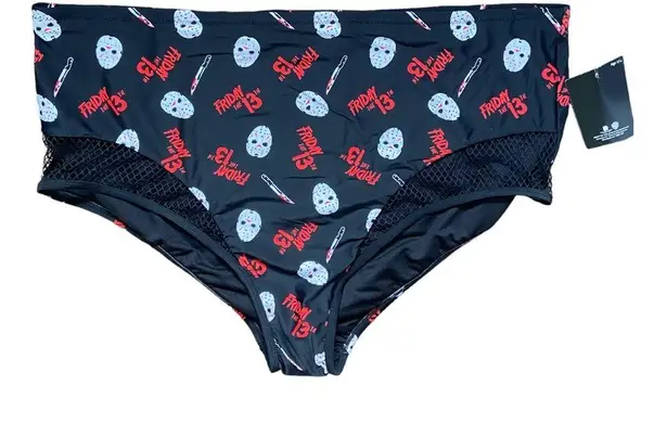 Warner Bros. Friday The 13th Women’s Mesh High Waisted Swim Bottoms Size 4XL NWT