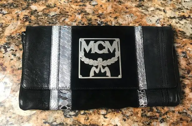 MCM Rare Crossbody/Clutch in Black Suede a…