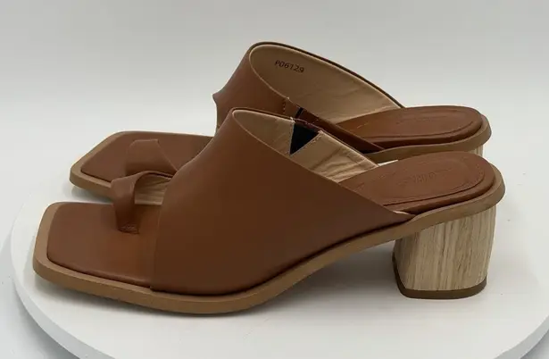 ALOHAS  Josie Tan Leather Sandals Square Toe Block Heel Women's 8-8.5 EU 39