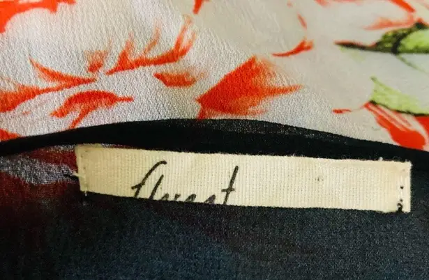 Floreat Anthropologie full length open tie front kimono black with floral print. Pink Size M