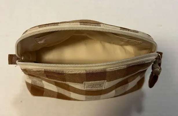 Loeffler Randall Bag Mason Toiletry Pouch Bag in Cream and Brown Gingham GUC
