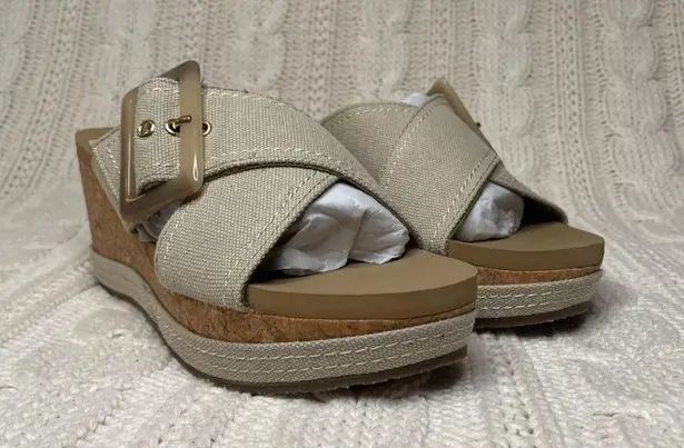 Yellow Box Adaline Platform Wedge Sandals in Taupe