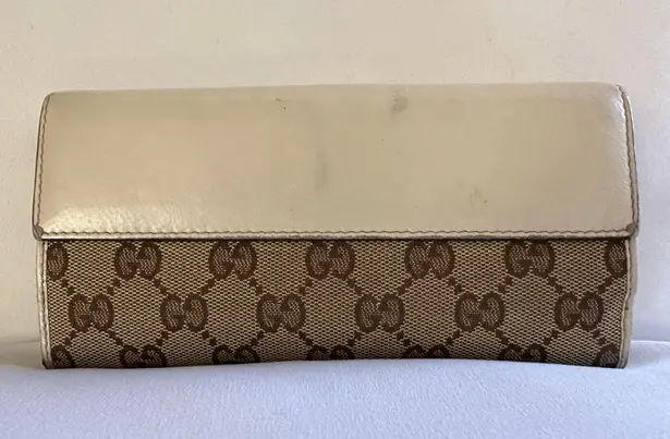 Gucci Heart GG Logo Canvas Leather Long Bifold Wallet 🍀