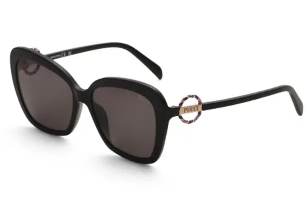 Emilio Pucci 58mm Butterfly Sunglasses Shiny Black Smoke