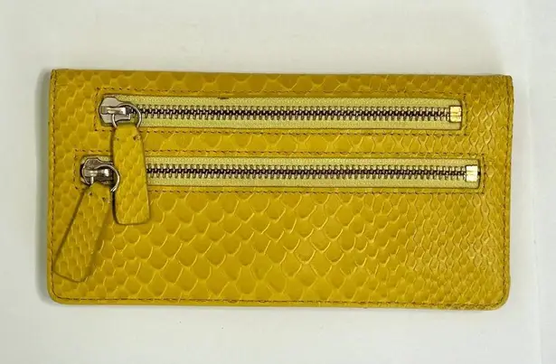 Cole Haan  Fold Over Wallet in Sunflower Yellow Snake Embossed