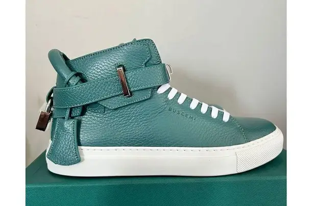 BUSCEMI Mid Sneaker, Women’s Italian Leather Hightop , Size 38 (Euro) Petrol NWT Green