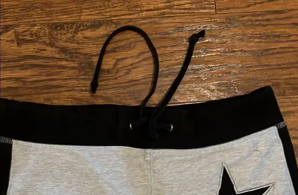 Gray and Black Star Track Pants with Adjustable Waistband Size L