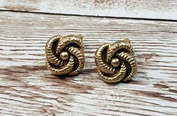 YSL Yves Saint Laurent Vintage Clip On Earrings Swirl Flower