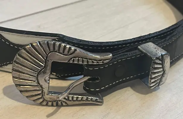 Nocona Made In Texas White Black Leather Belt Cowgirl Western Sz 28 Cacti