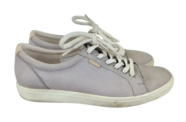 Ecco Women's Soft 7 Sneaker Gray Leather Casual Comfort Shoes 8-8.5 EU 39 Nubuck