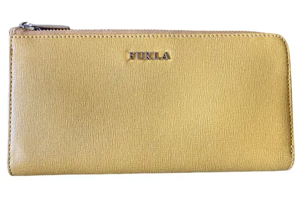 Furla Leather Yellow Zip Zippy Accordion Wallet EUC