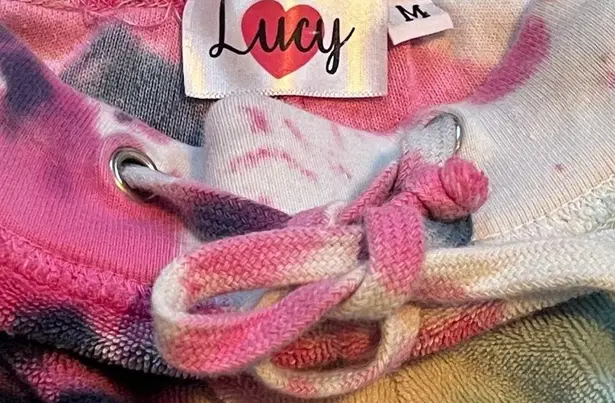 Lucy Tie Dye Terry Cloth Cotton Pull On Casual Shorts Colorful Medium Blue