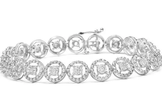 Brilliance Haus of  Sterling Silver 1/2 Cttw Diamond Nested Set 7" Link Bracelet