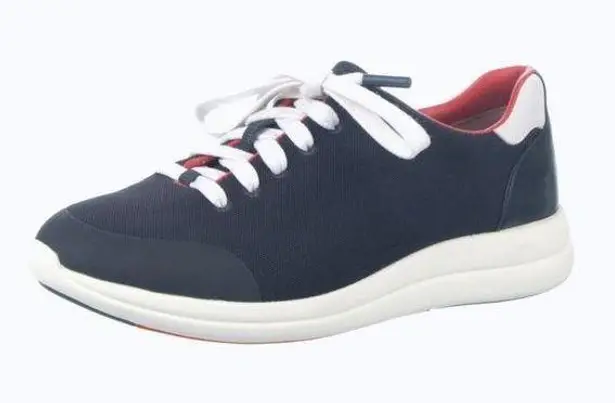Tory Burch navy blue and red sneaker