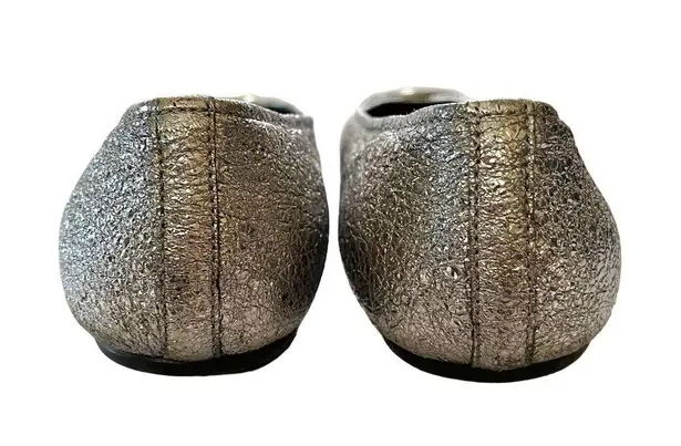 Hogan Silver Leather Wrap Metal Disc Ballet Flats