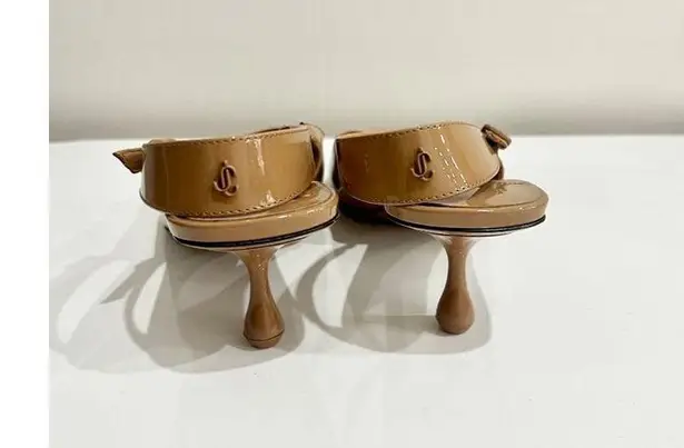 Jimmy Choo NWOB Amel 50 Patent Leather Sling Back Pumps Biscuit Women's Size 39