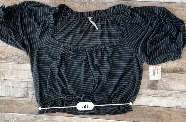 Free People NWT  Dorothy Crop Top Y2k Black Stripe sz LARGE