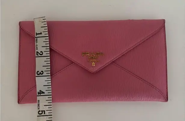 Prada  Vitello Pink Envelope Clutch Wallet with Gold Embossed Hardware thumbnail 12