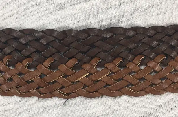 Faux Leather Woven Belt, Light and Dark Brown, S/M Brown