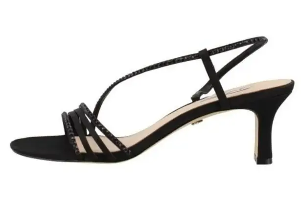 Nina Gerri Strappy Black Rhinestone Heeled Sandals Size 7.5 NIB