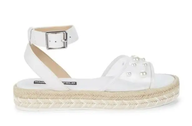 Karl Lagerfeld Adalina Pearl Embellished Espadrille White Women’s Size 9.5