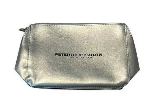 Peter Thomas Roth Cosmetic Bag Silver Travel Toiletry Case Zip Top Make Up NEW