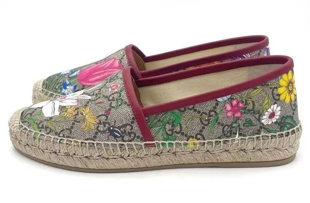 Gucci  Supreme GG Flora Espadrille Floral Painted Canvas Size 36.5 | US 6.5 NIB